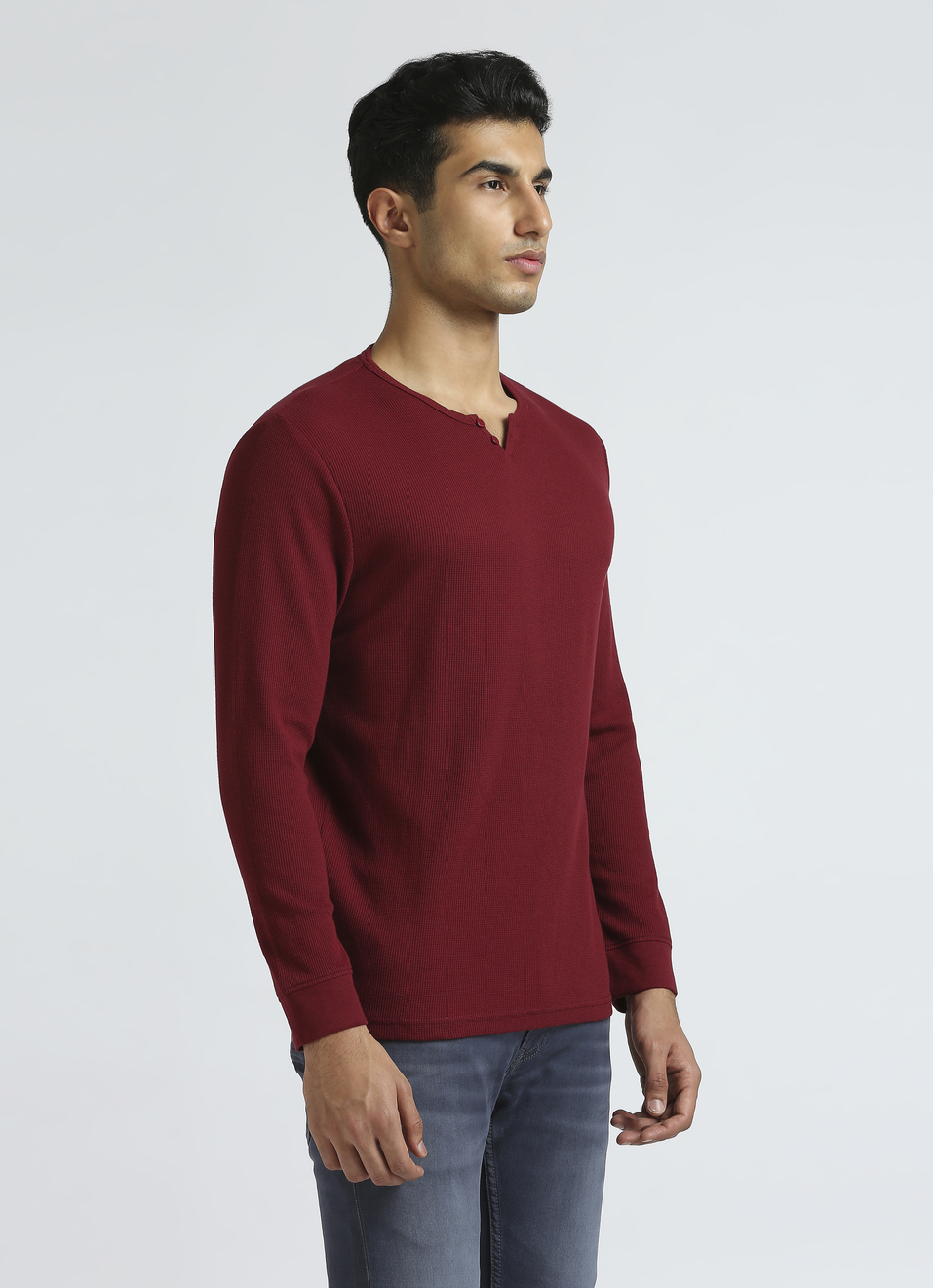 Burgundy Waffle Jersey Full Sleeve T-shirt, , large image number 3