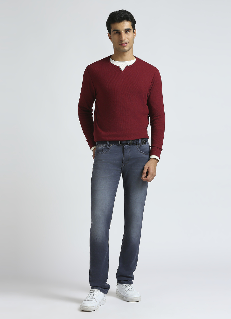 Burgundy Waffle Jersey Full Sleeve T-shirt, , large image number 5