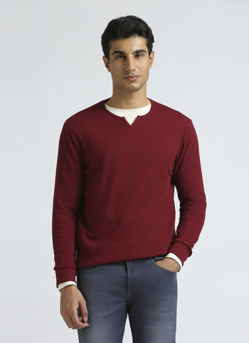 Burgundy Waffle Jersey Full Sleeve T-shirt