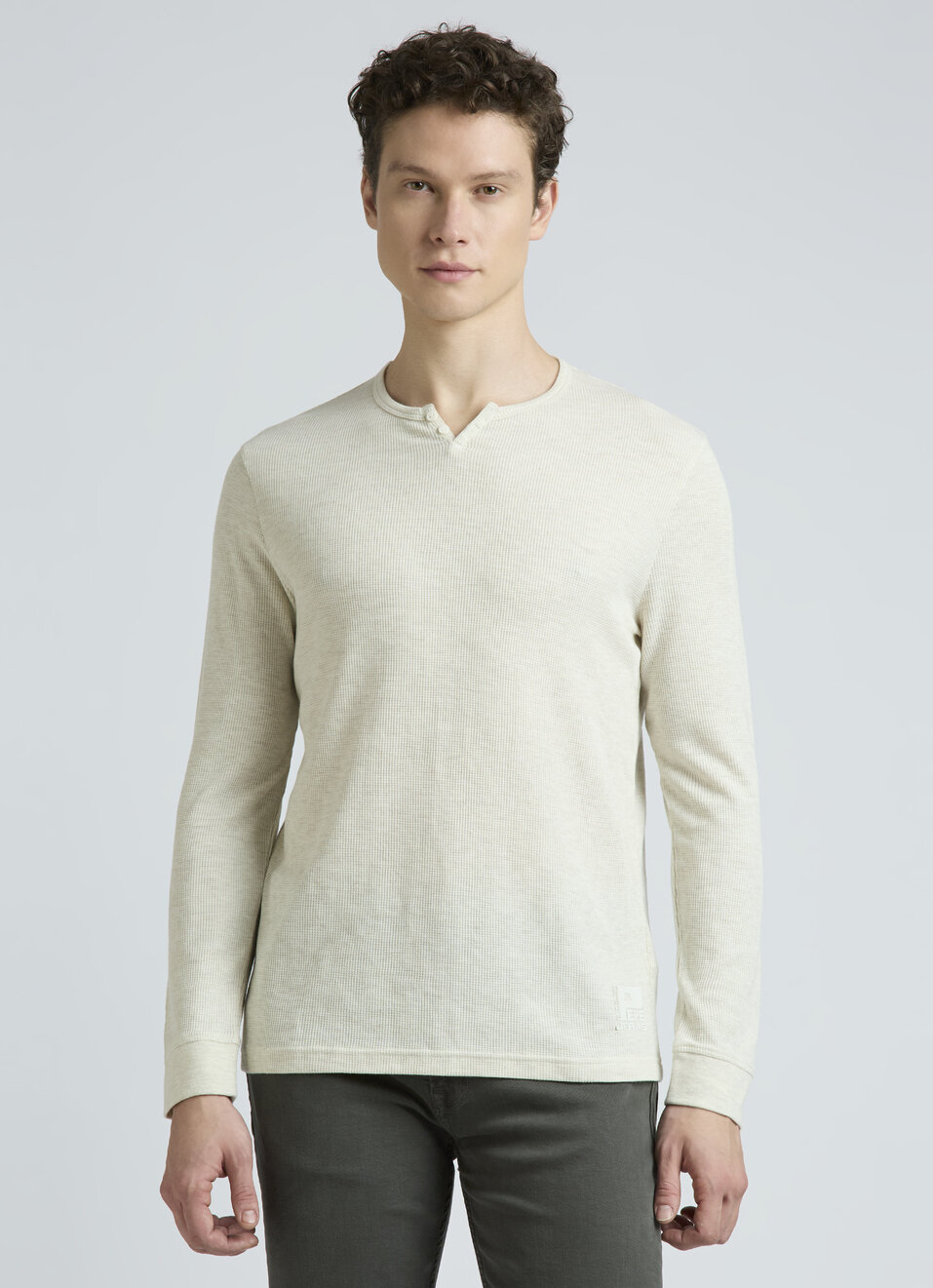 Ecru Waffle Jersey Full Sleeve T-shirt, , large image number 1