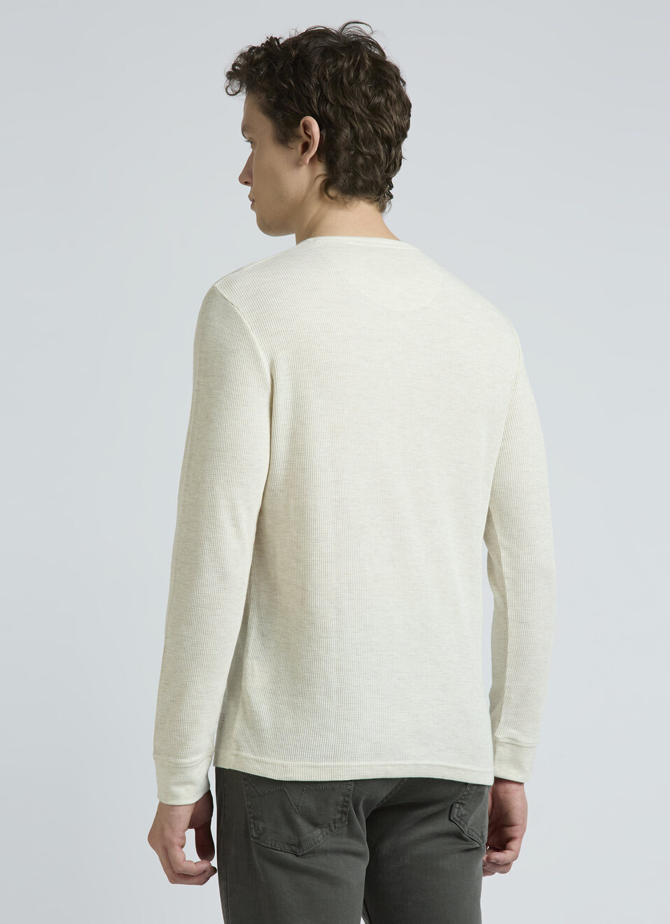 Ecru Waffle Jersey Full Sleeve T-shirt, , large image number 2