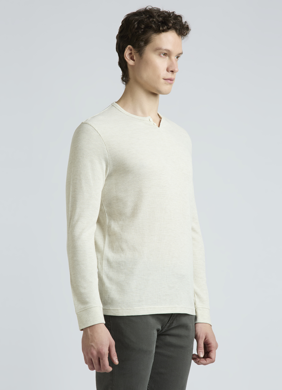 Ecru Waffle Jersey Full Sleeve T-shirt, , large image number 3