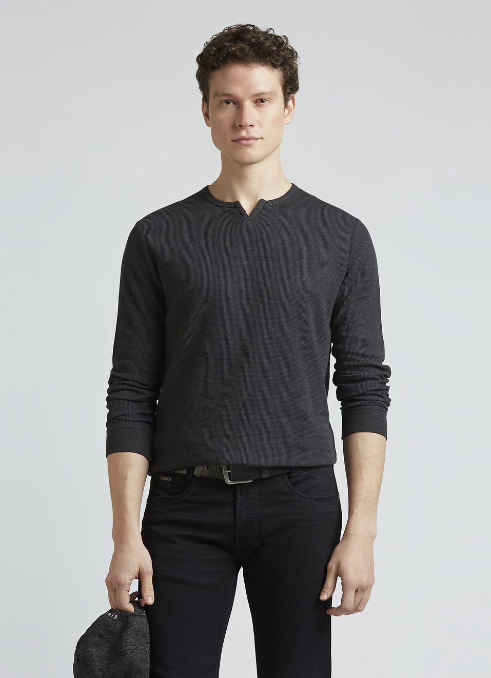 Grey Waffle Jersey Full Sleeve T-shirt, , large image number 0