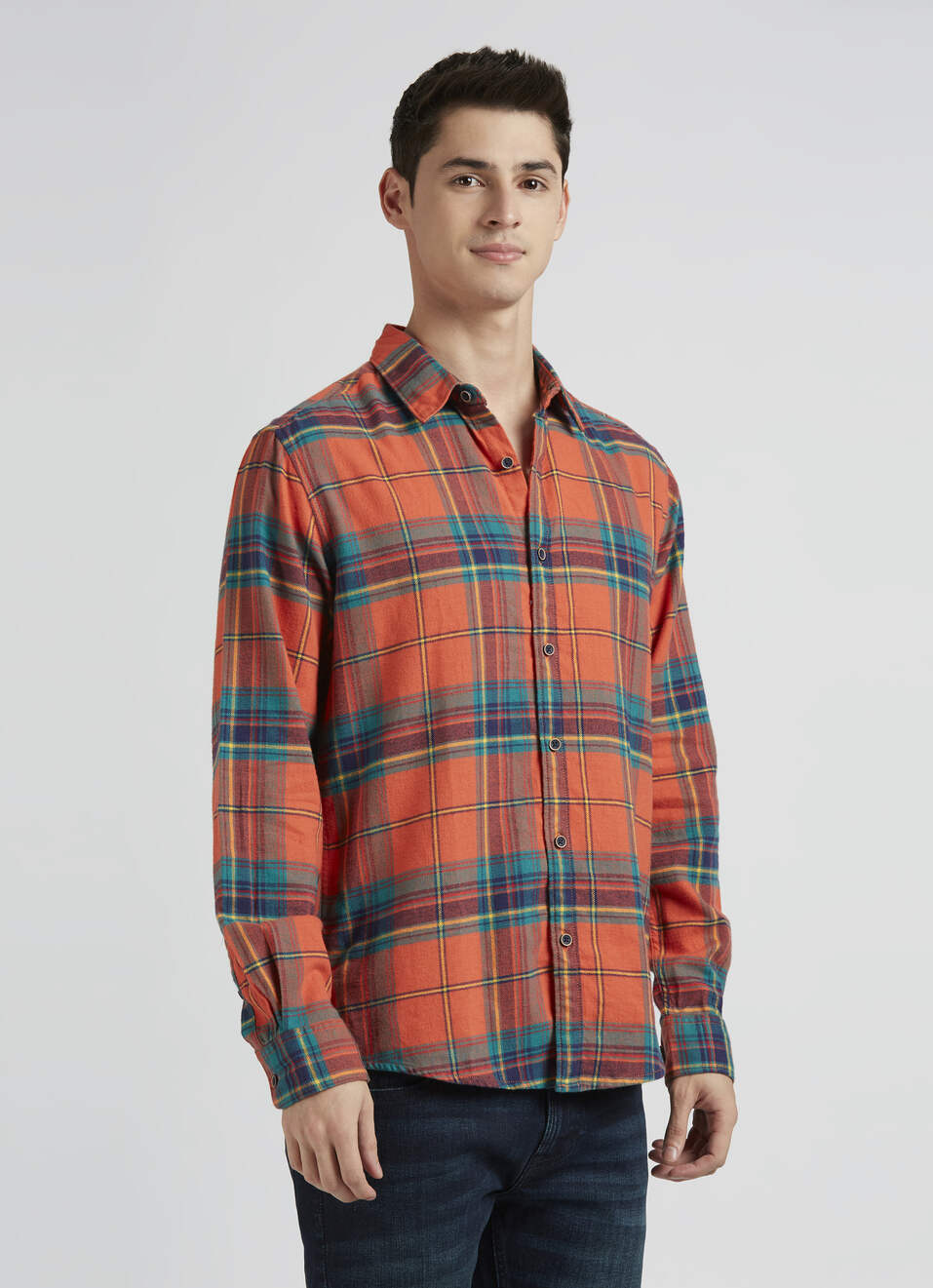 Orange Check Full Sleeve Shirt, , large image number 3