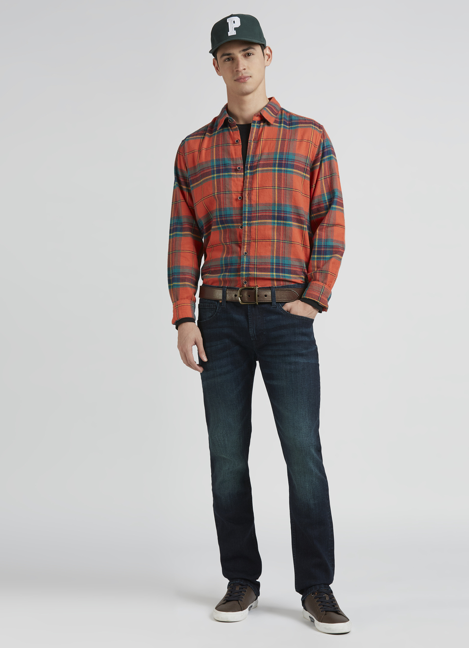 Orange Check Full Sleeve Shirt, , large image number 5