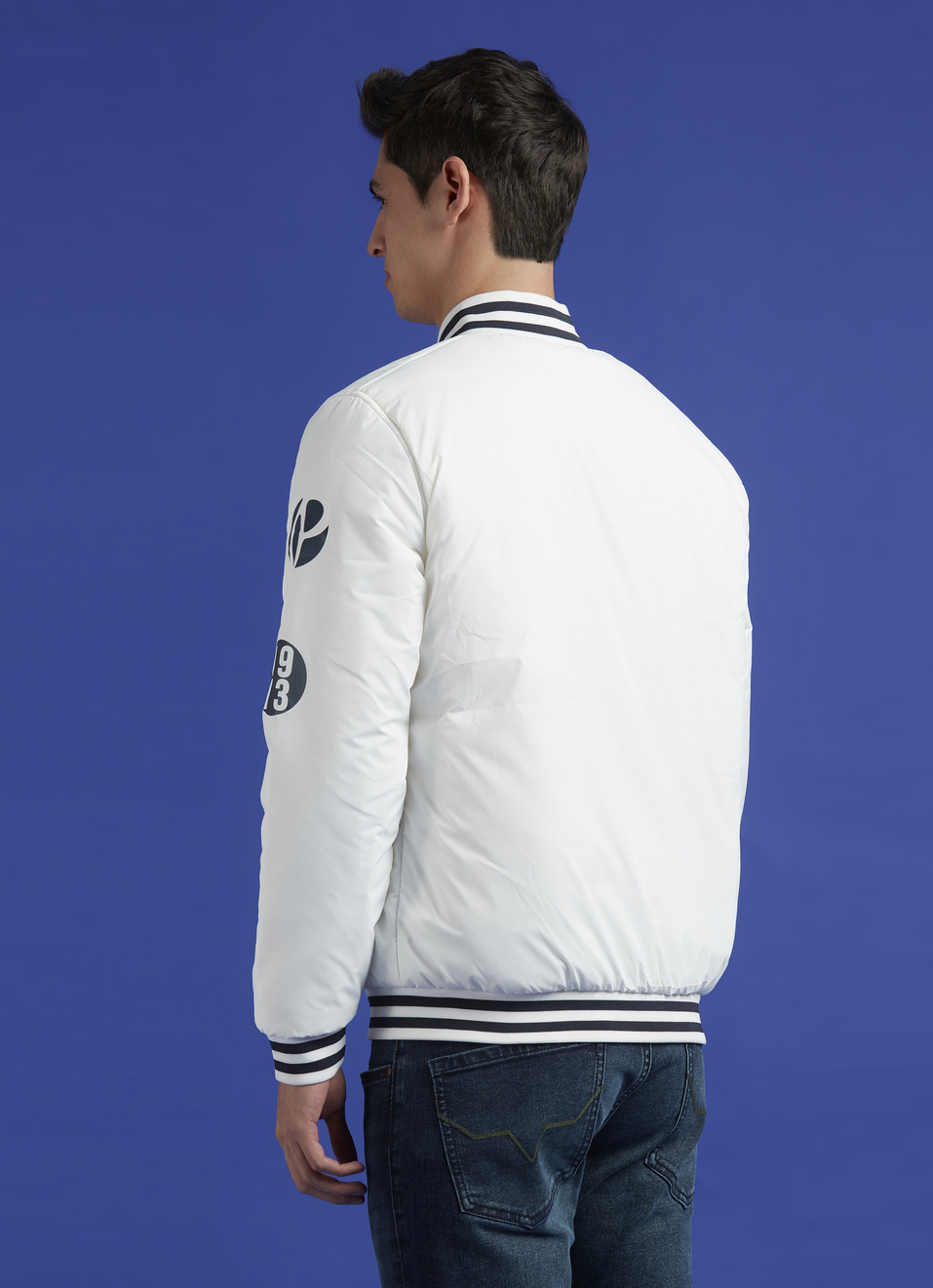 White Full Sleeve Varsity Jacket, , large image number 2