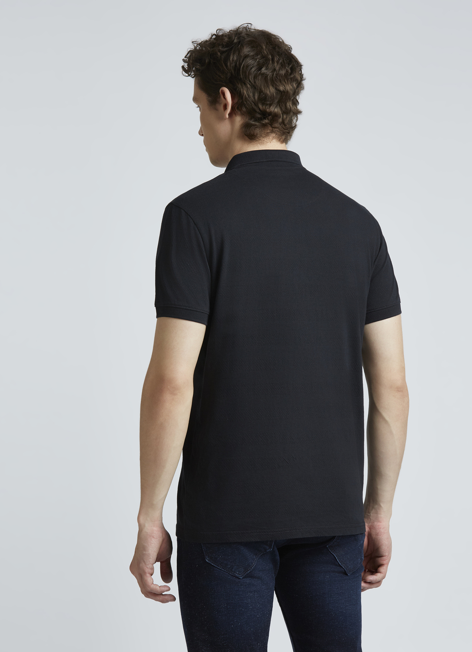 Black Stripes Short Sleeve Zipper Polo, , large image number 2