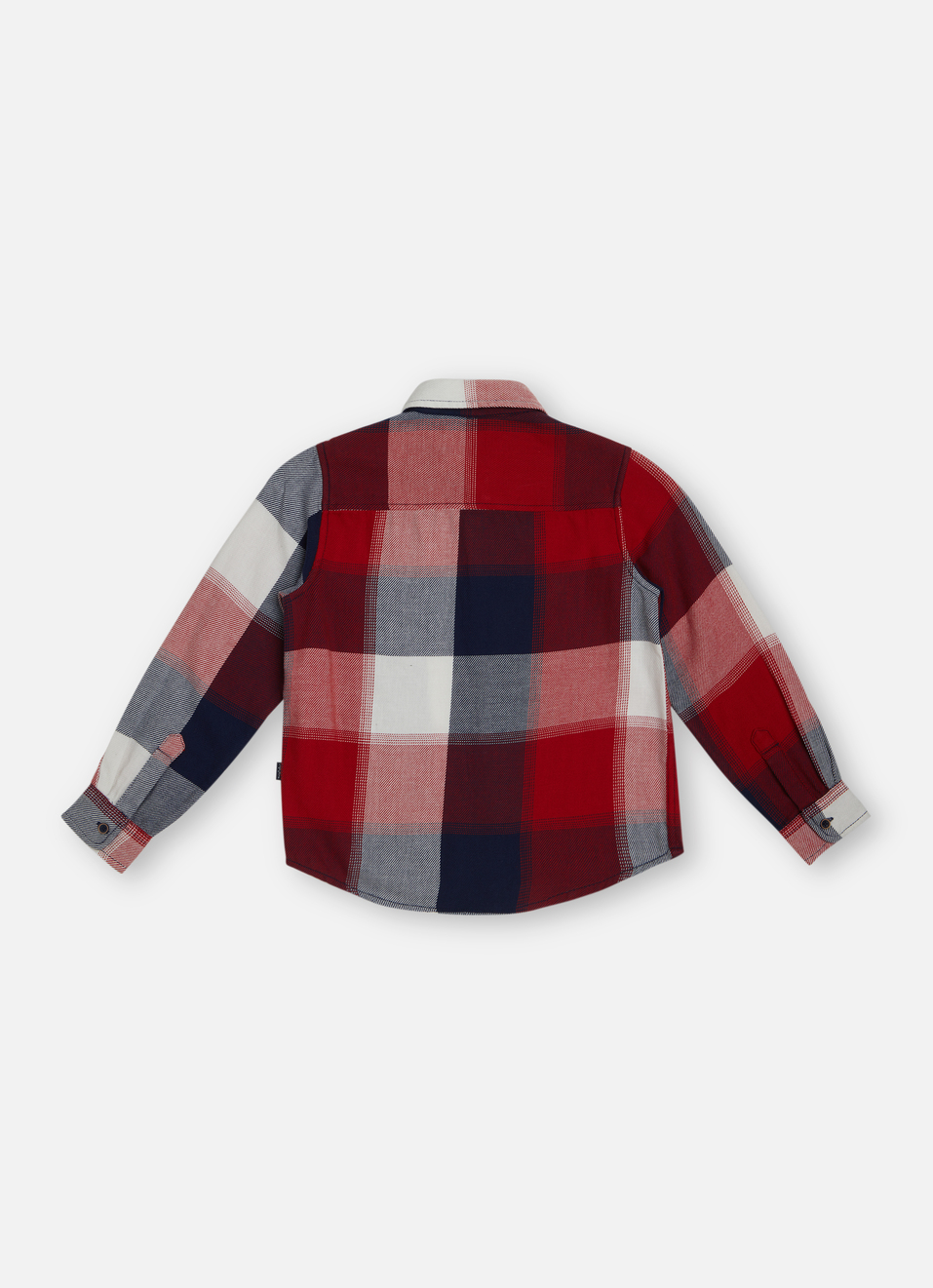 Boys Red Colour Block Check Full Sleeve Shirt, , large image number 1