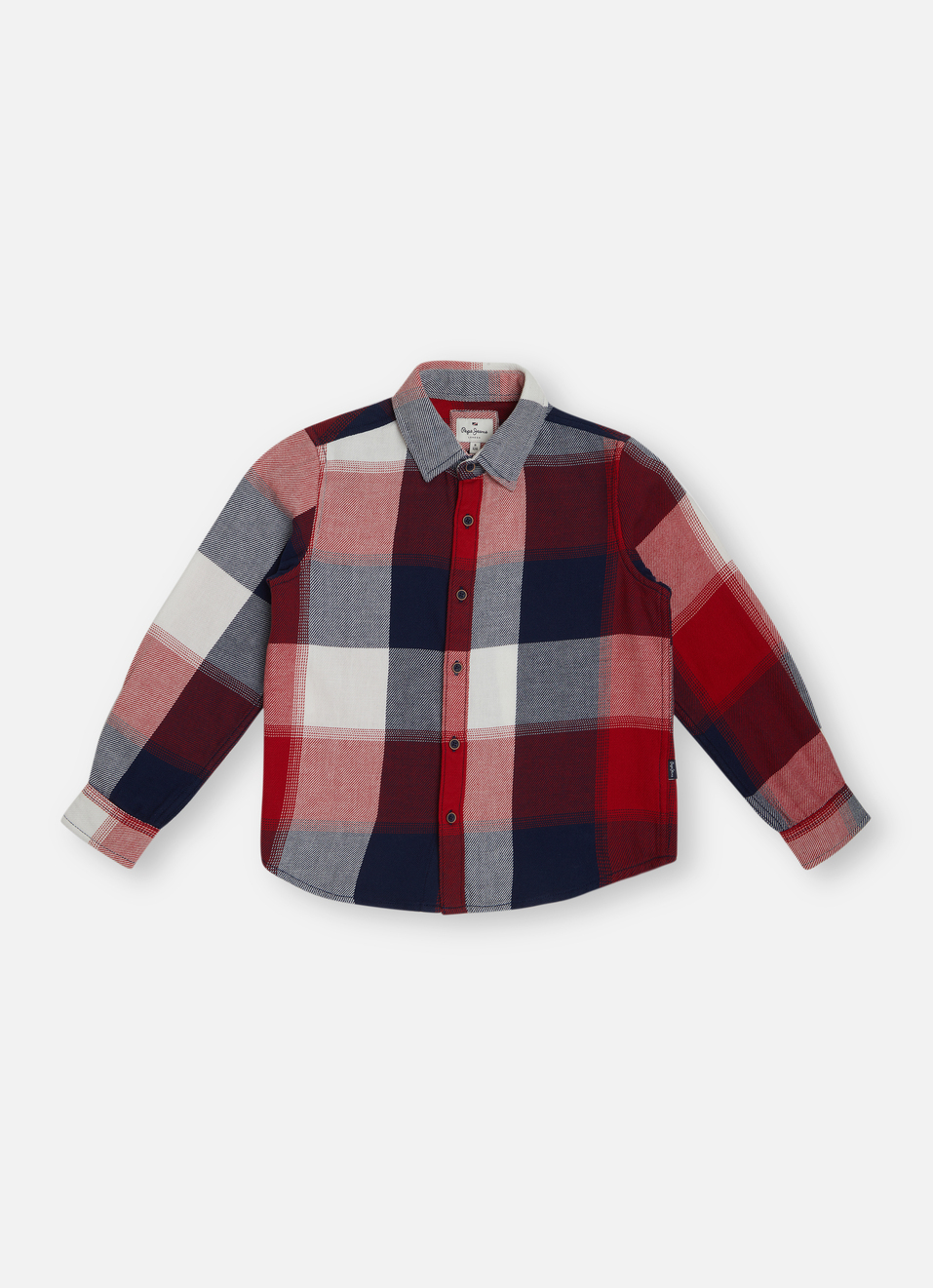 Boys Red Colour Block Check Full Sleeve Shirt, , large image number 0