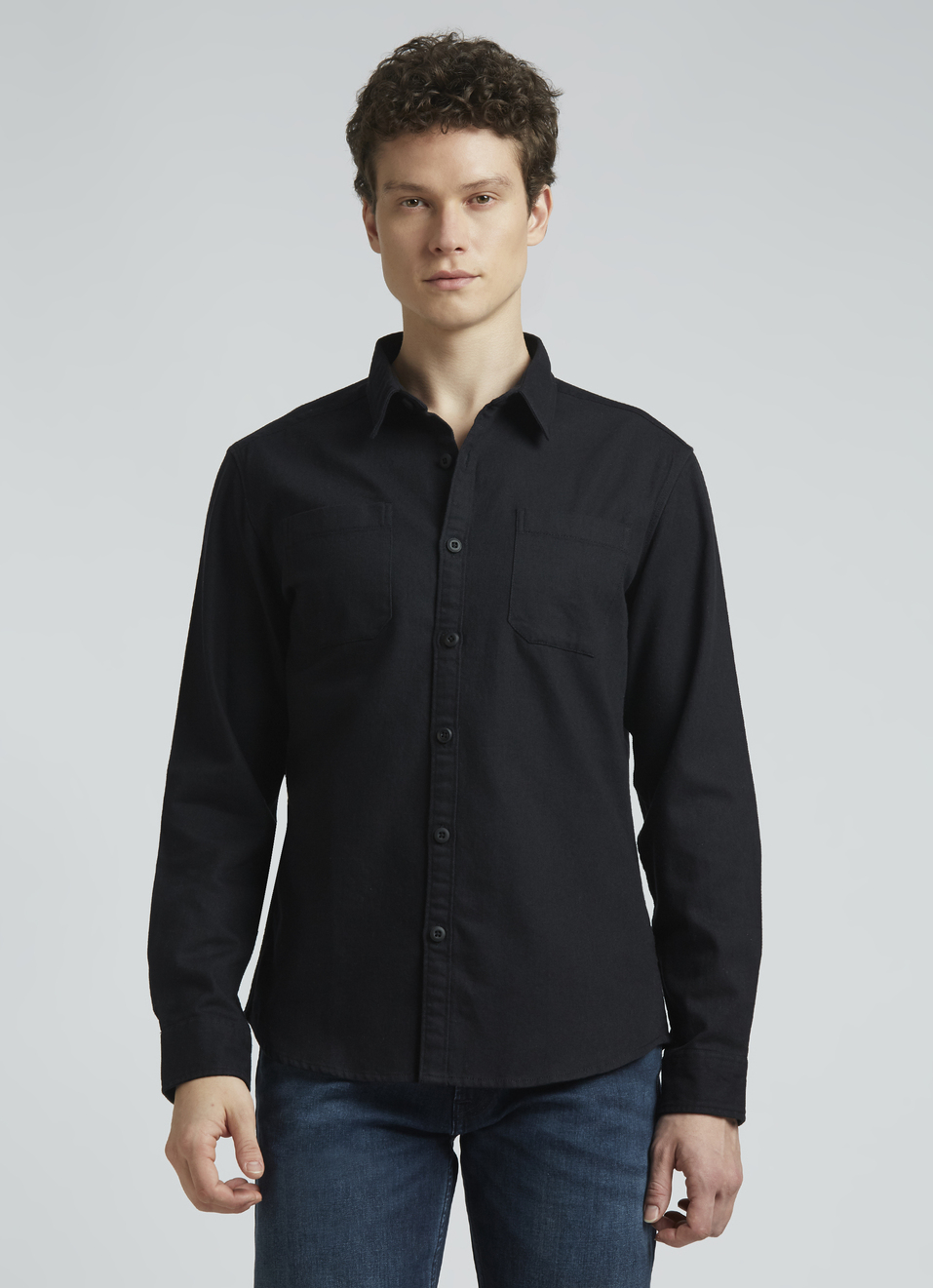 Double Pocket Black Full Sleeve Shirt, , large image number 1