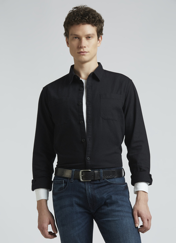 Double Pocket Black Full Sleeve Shirt