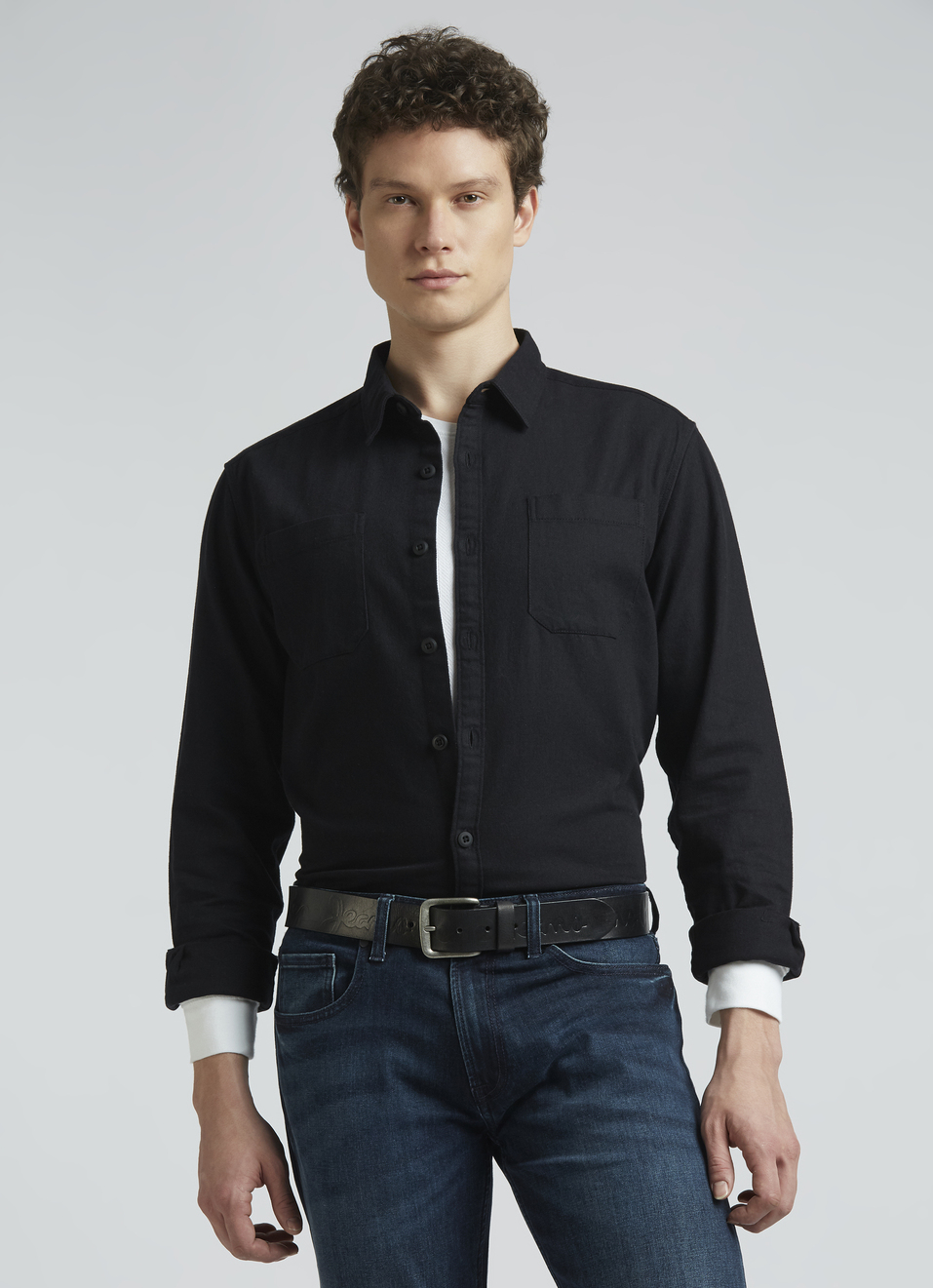 Double Pocket Black Full Sleeve Shirt, , large image number 0