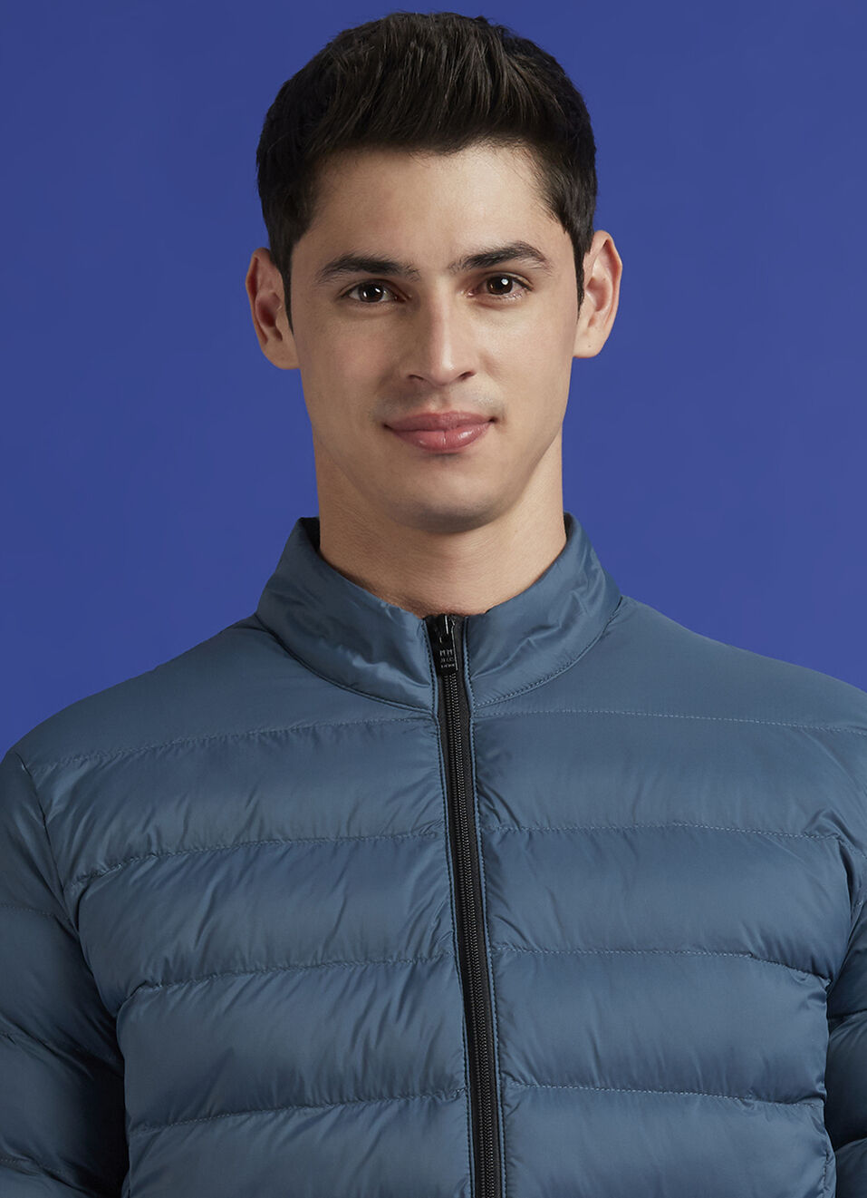 Teal Blue Solid Full Sleeve Puffer Jacket, , large image number 4