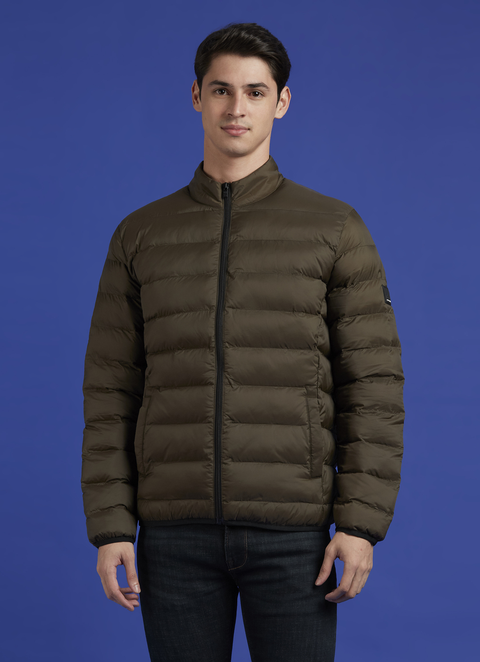 Olive Full Sleeve Puffer Jacket, , large image number 1