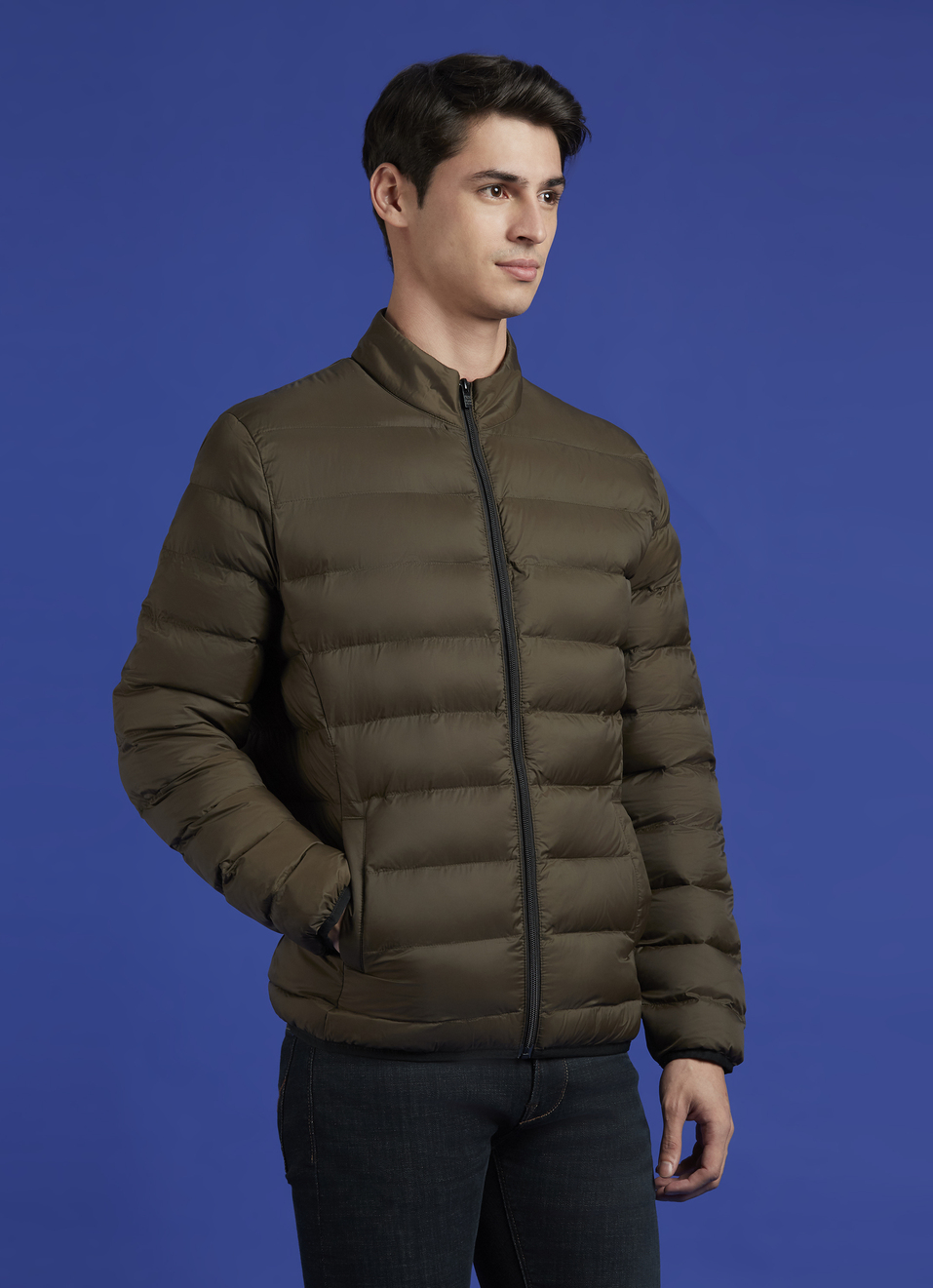 Olive Full Sleeve Puffer Jacket, , large image number 3