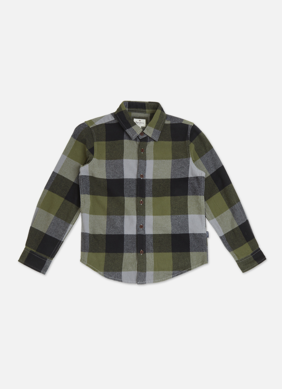 Boys Olive Check Full Sleeve Shirt, , large image number 0