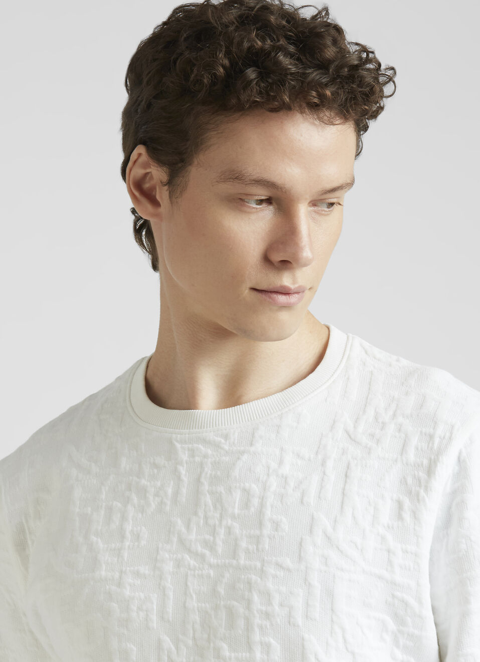 White Self Design Full Sleeve Sweatshirt, , large image number 4