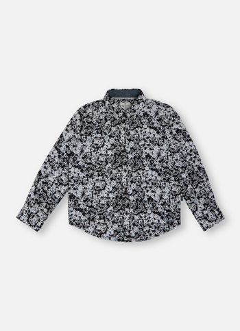 Boys Navy Printed Full Sleeve Shirt