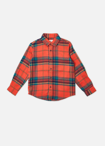 Boys Orange Check Full Sleeve Shirt
