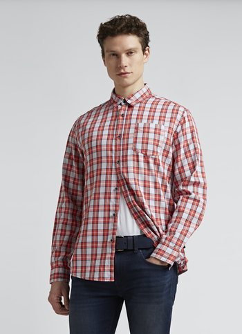 Orange Checks Full Sleeve Shirt