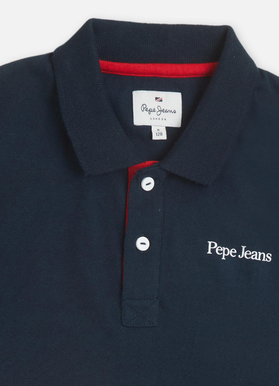 Boys Navy Back Print Short Sleeve Polo, , large image number 2