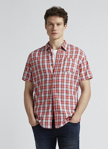 Orange Checks Short Sleeve Shirt