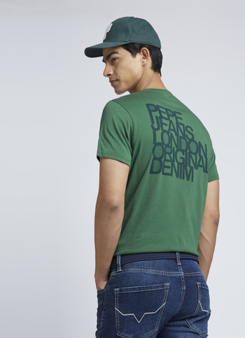 Green Back Print Short Sleeve T-shirt