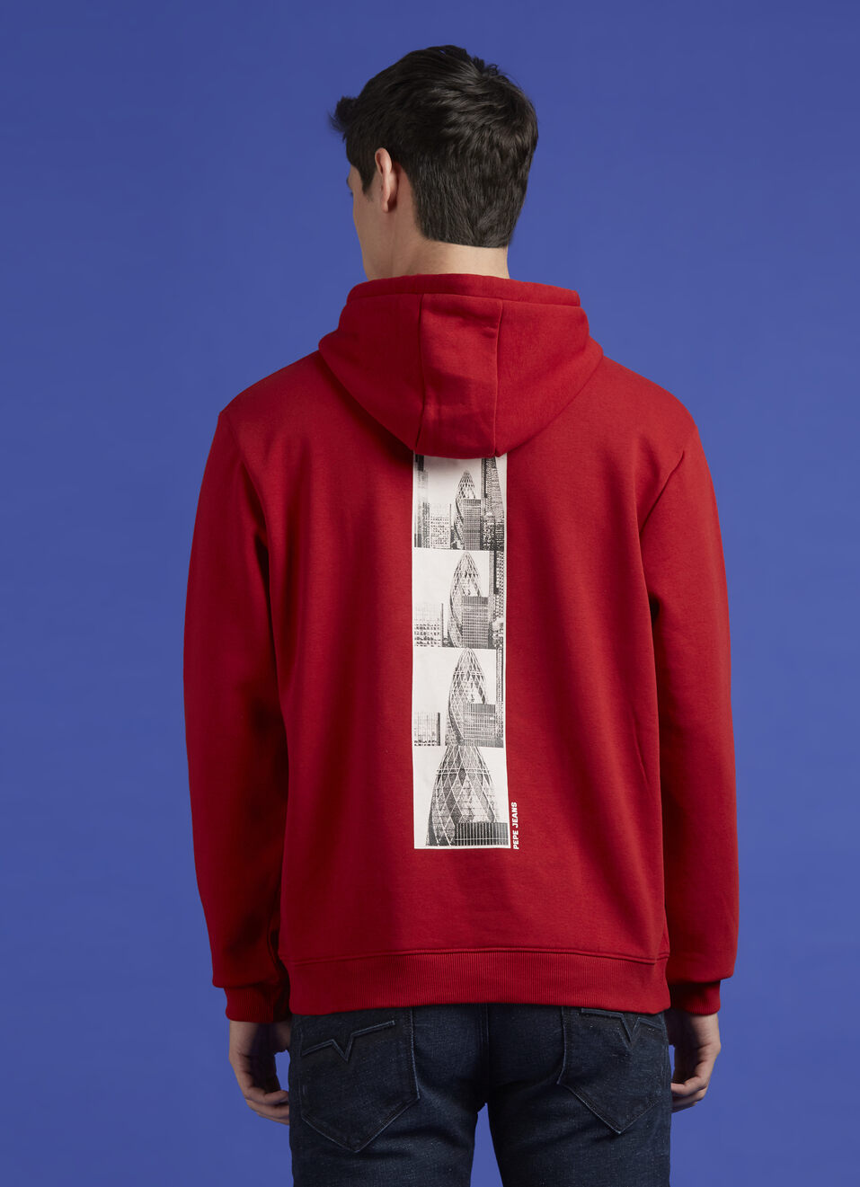 Red Back Print Full Sleeve Oversized Sweatshirt, , large image number 2