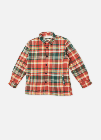 Boys Orange Check Full Sleeve Shirt