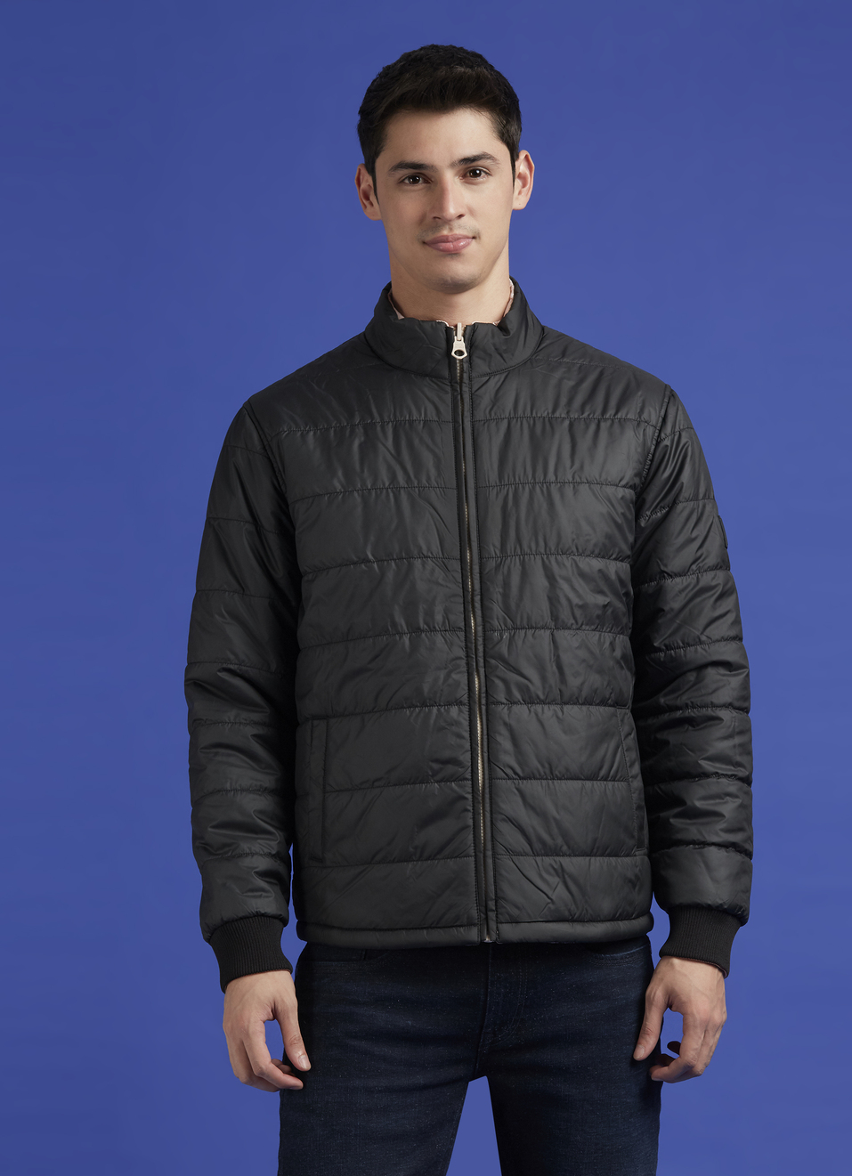 White Reversible Full Sleeve Puffer Jacket, , large image number 0