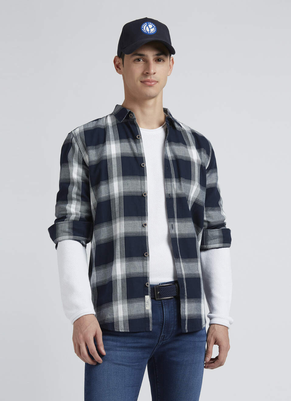 Navy Check Full Sleeve Shirt, , large image number 0