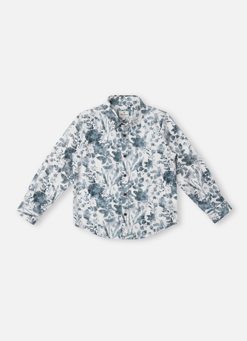 Boys Blue Floral Print Full Sleeve Shirt