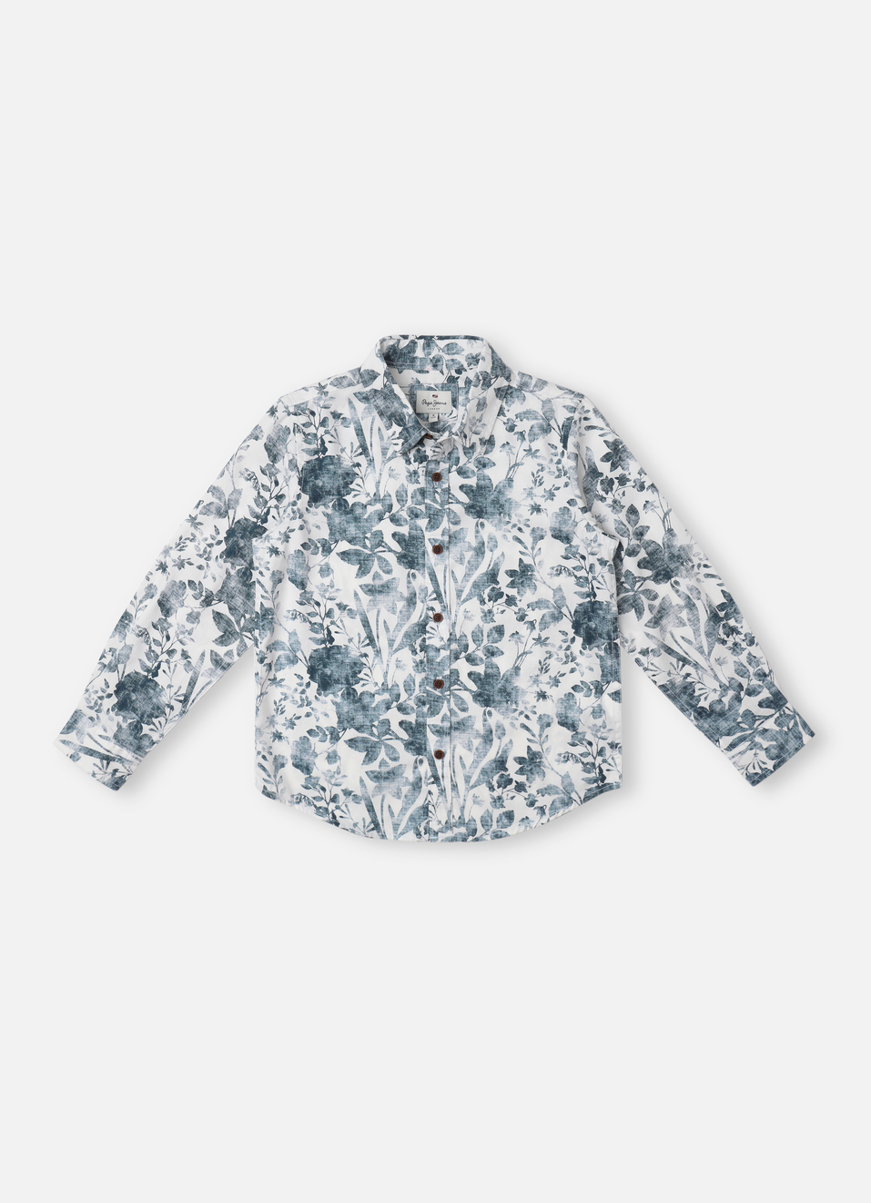 Boys Blue Floral Print Full Sleeve Shirt, , large image number 0