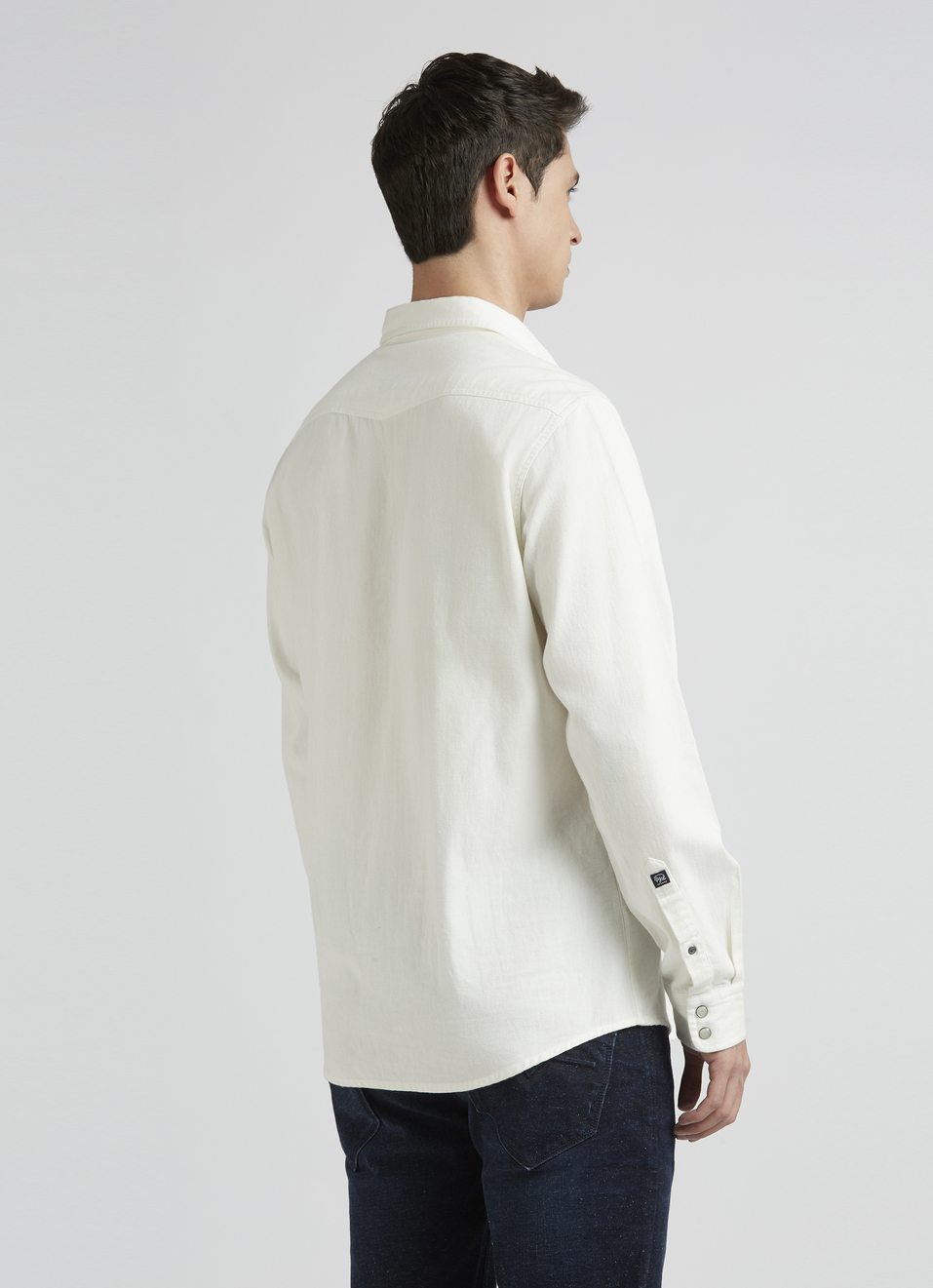 White Twin Flap Pocket Full Sleeve Denim Shirt, , large image number 2