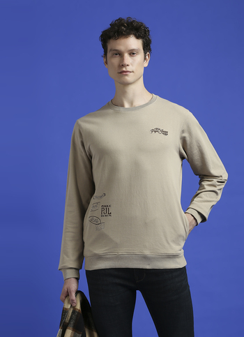 White Graphic Print Full-sleeve Sweatshirt
