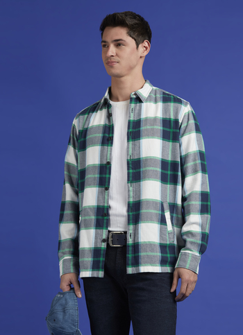 Blue Check Full Sleeve Oversized Shirt