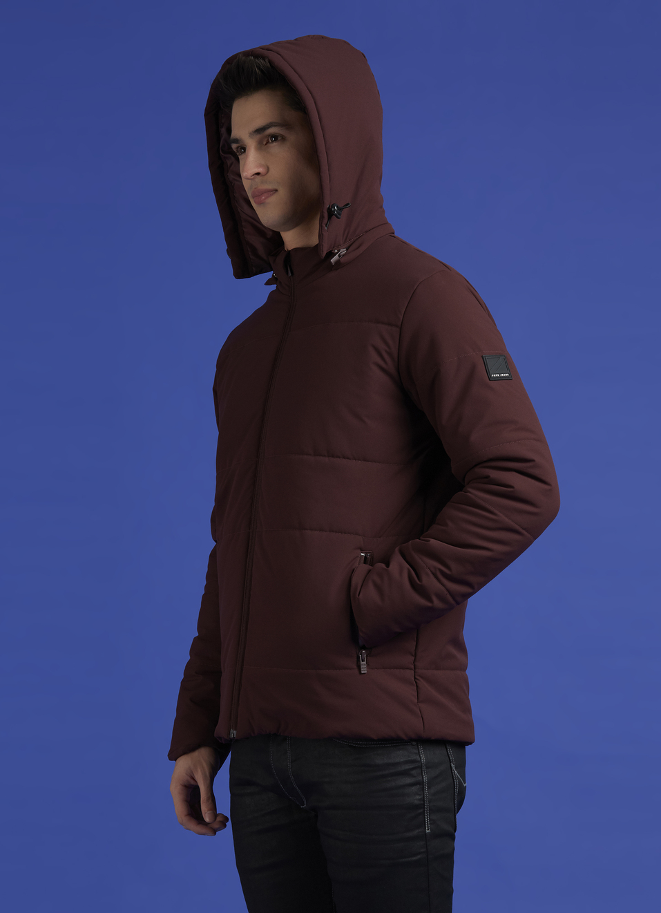Wine Full Sleeve Hooded Jacket, , large image number 3