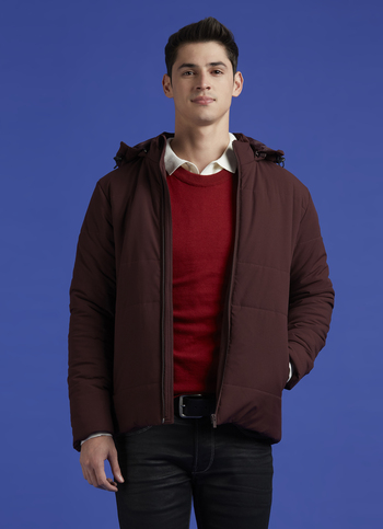 Wine Full Sleeve Hooded Jacket