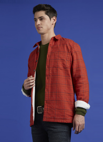 Rust Check Full Sleeve Oversized Shirt