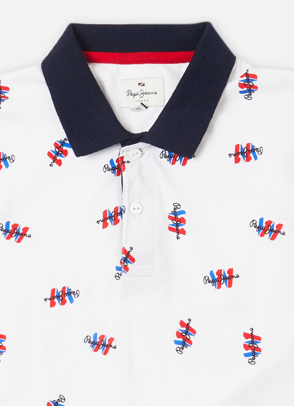Boys White Ribbed Collar Short Sleeve Polo, , large image number 2