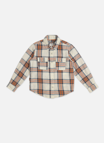 Boys White Check Full Sleeve Shirt