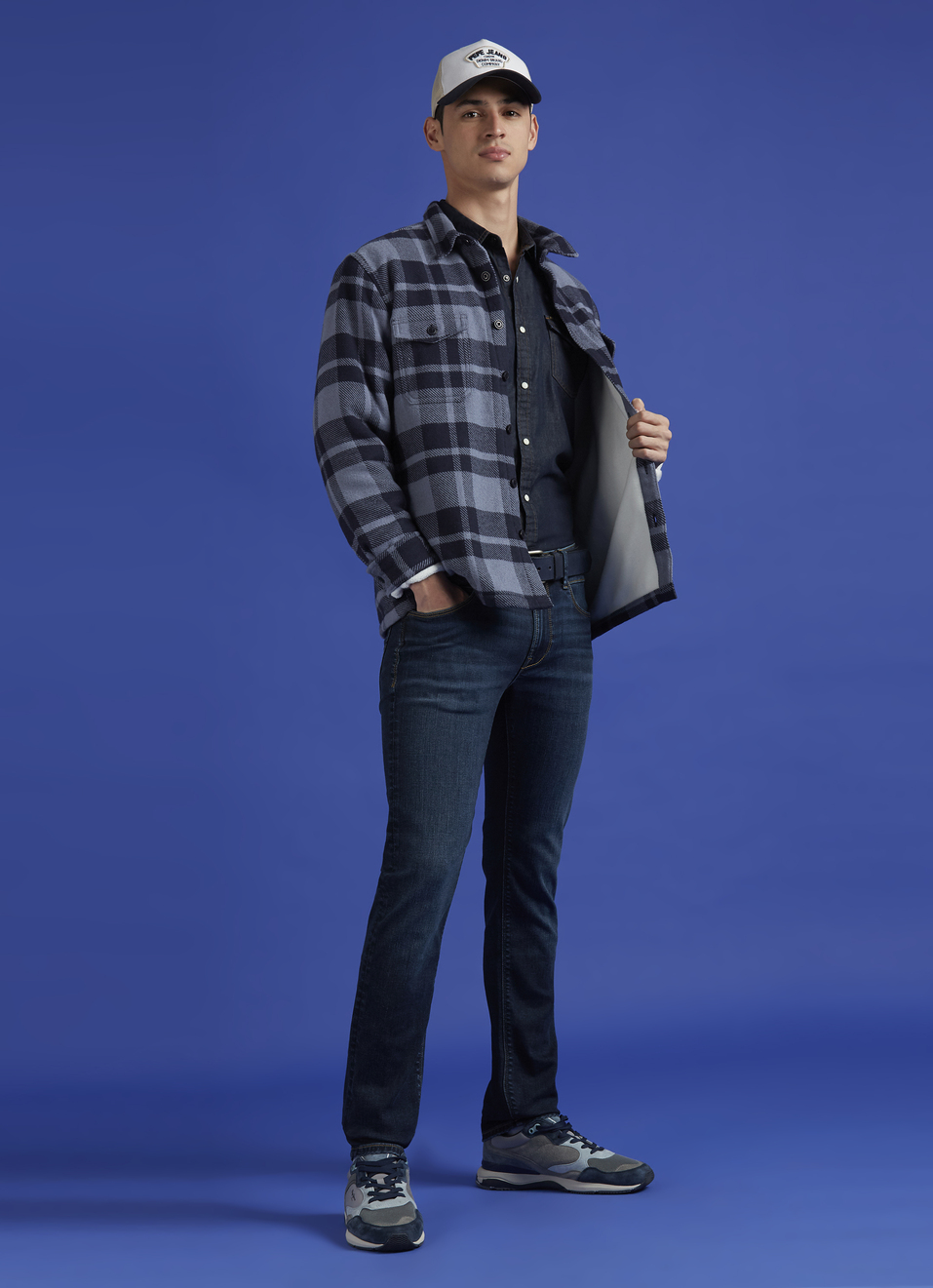 Navy Check Full Sleeve Shacket, , large image number 5