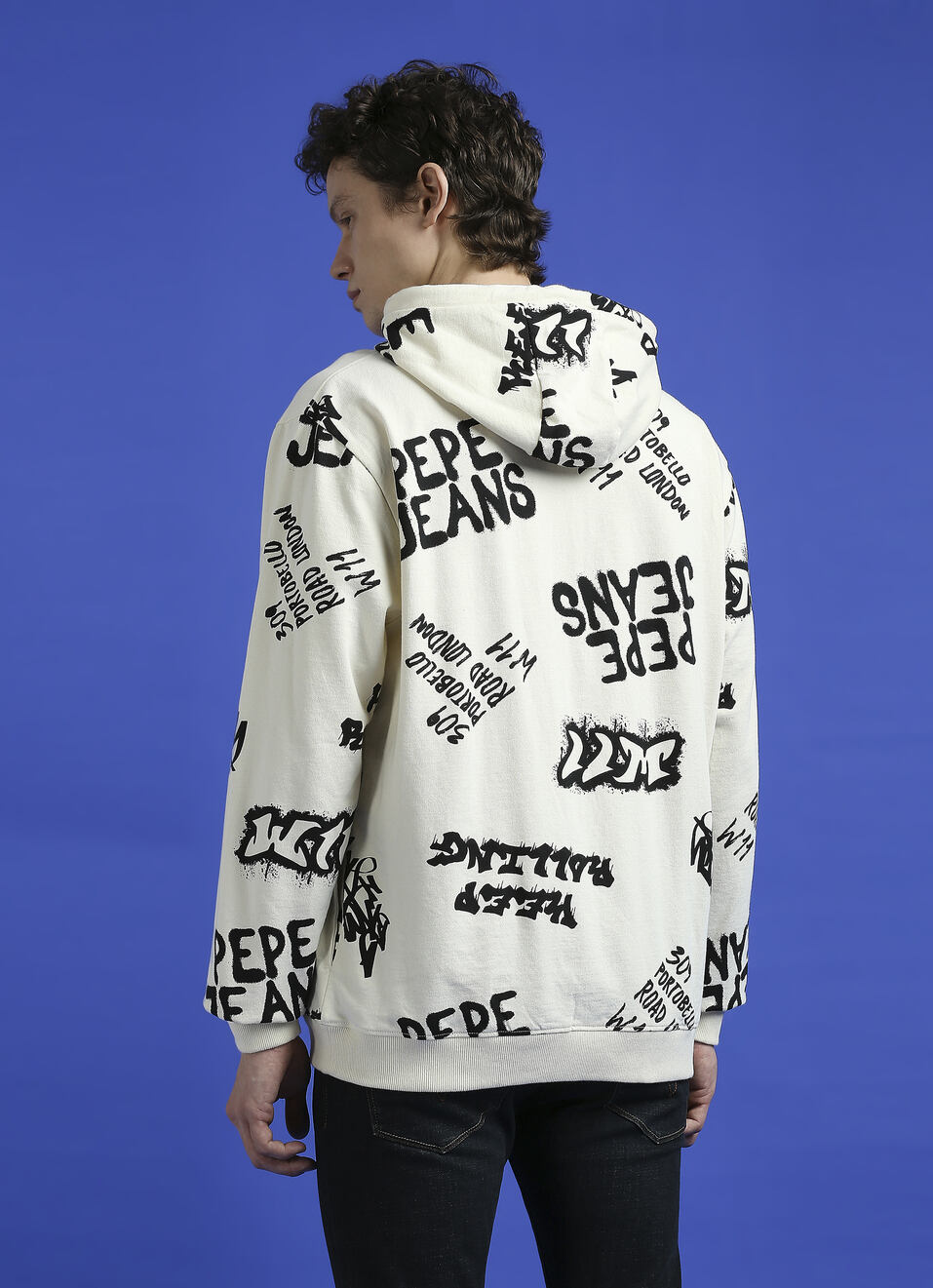 Ivory Graphic Print Full Sleeve Oversized Sweatshirt, , large image number 2