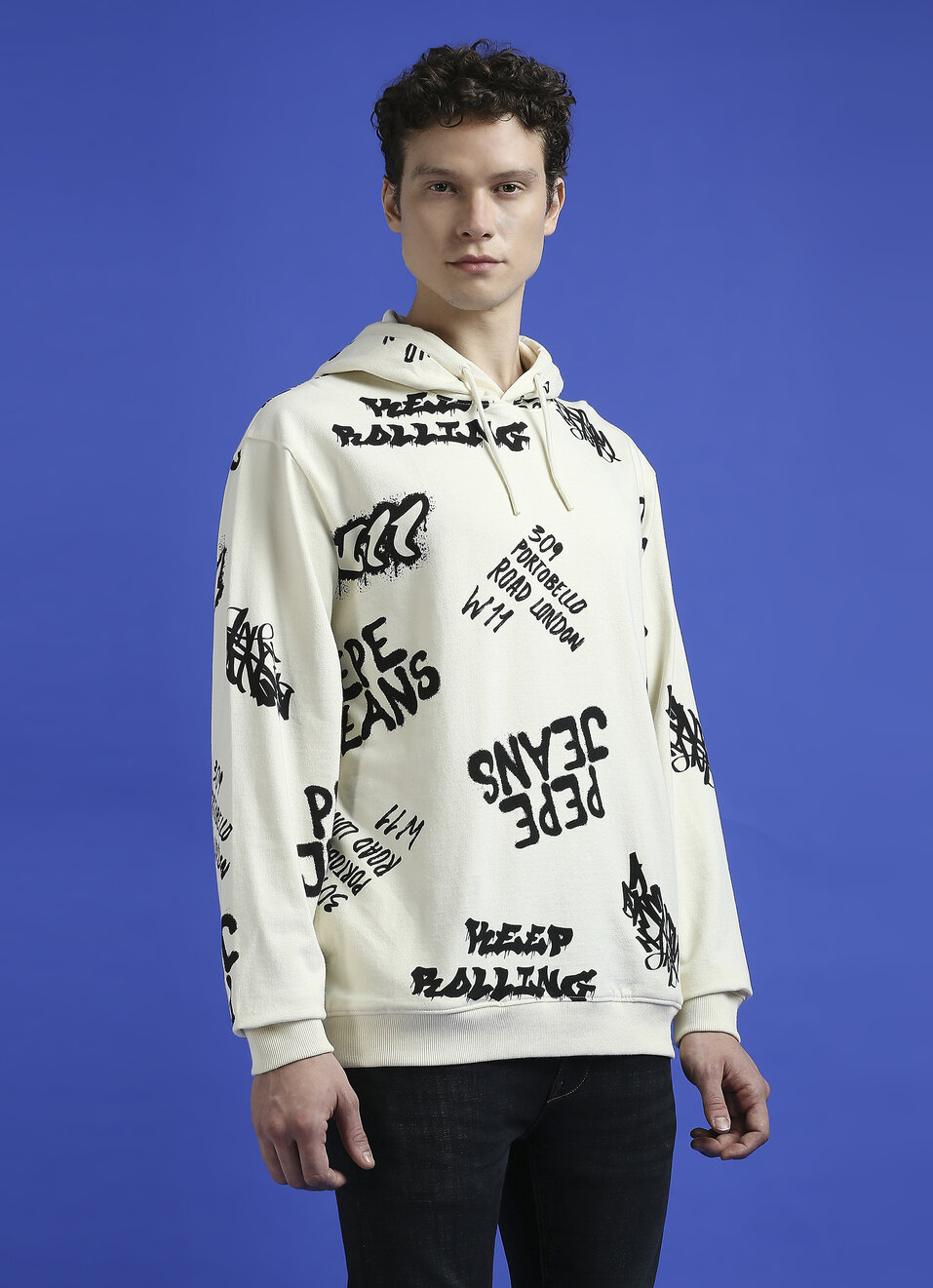 Ivory Graphic Print Full Sleeve Oversized Sweatshirt, , large image number 3