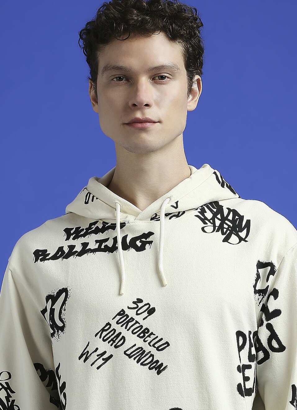 Ivory Graphic Print Full Sleeve Oversized Sweatshirt, , large image number 4