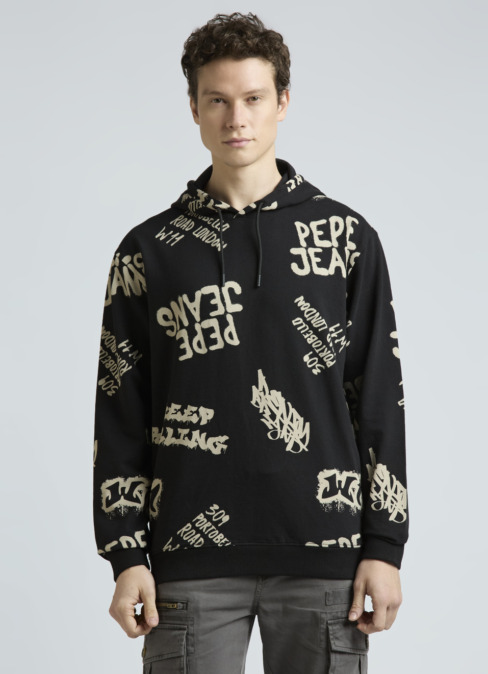 Black Graphic Print Full Sleeve Oversized Sweatshirt, , large image number 1