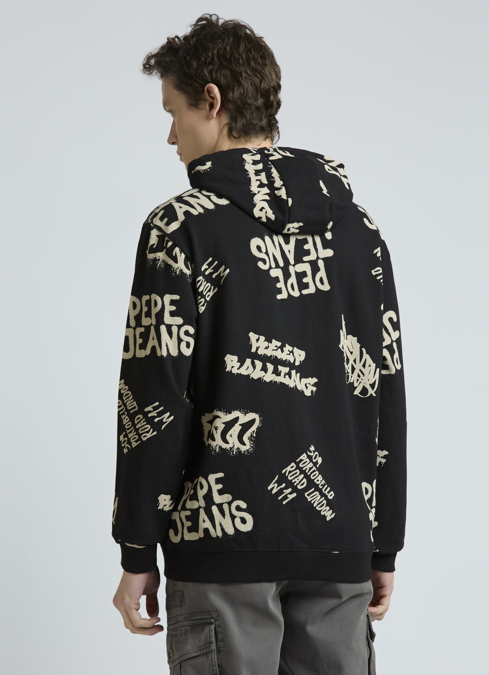 Black Graphic Print Full Sleeve Oversized Sweatshirt, , large image number 2