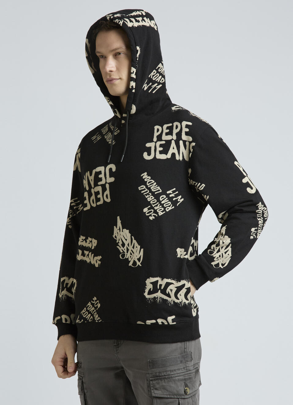 Black Graphic Print Full Sleeve Oversized Sweatshirt, , large image number 3