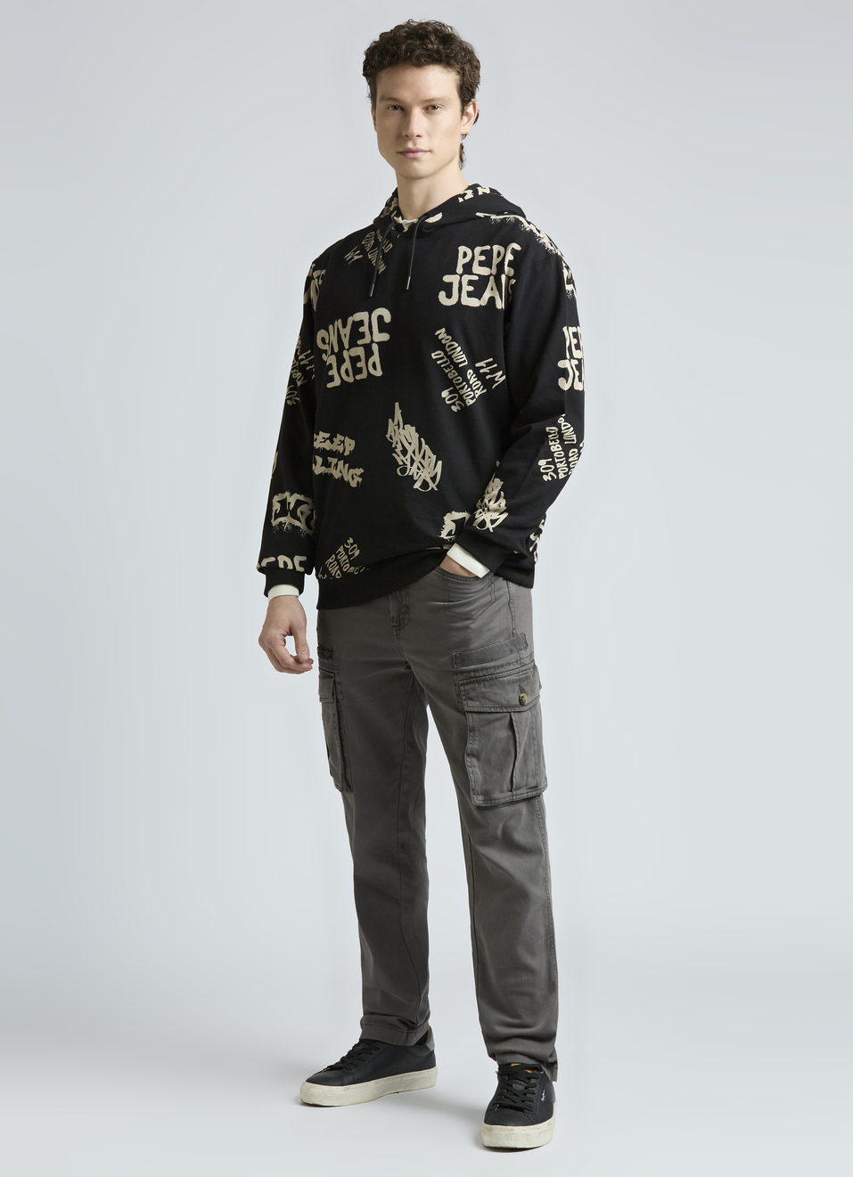 Black Graphic Print Full Sleeve Oversized Sweatshirt, , large image number 5