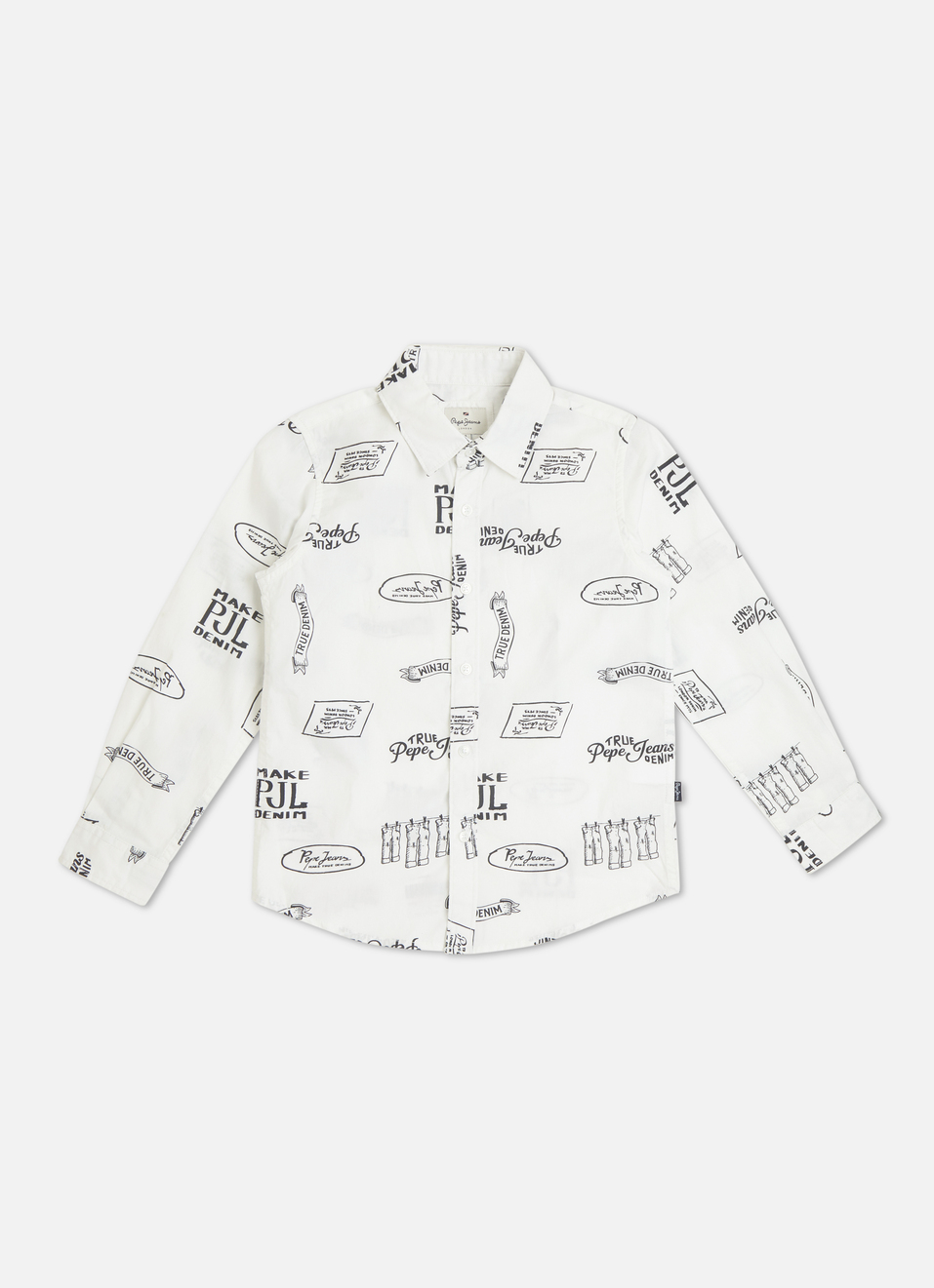 Boys White Printed Full Sleeve Shirt, , large image number 0